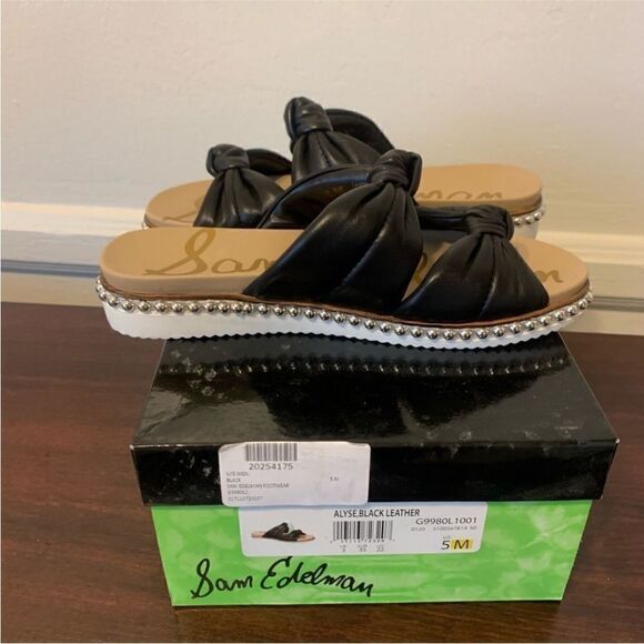 - Sam Edelman alyce knotted strap studded slide Leather sandal size 5 NWT - Picture 5 of 12